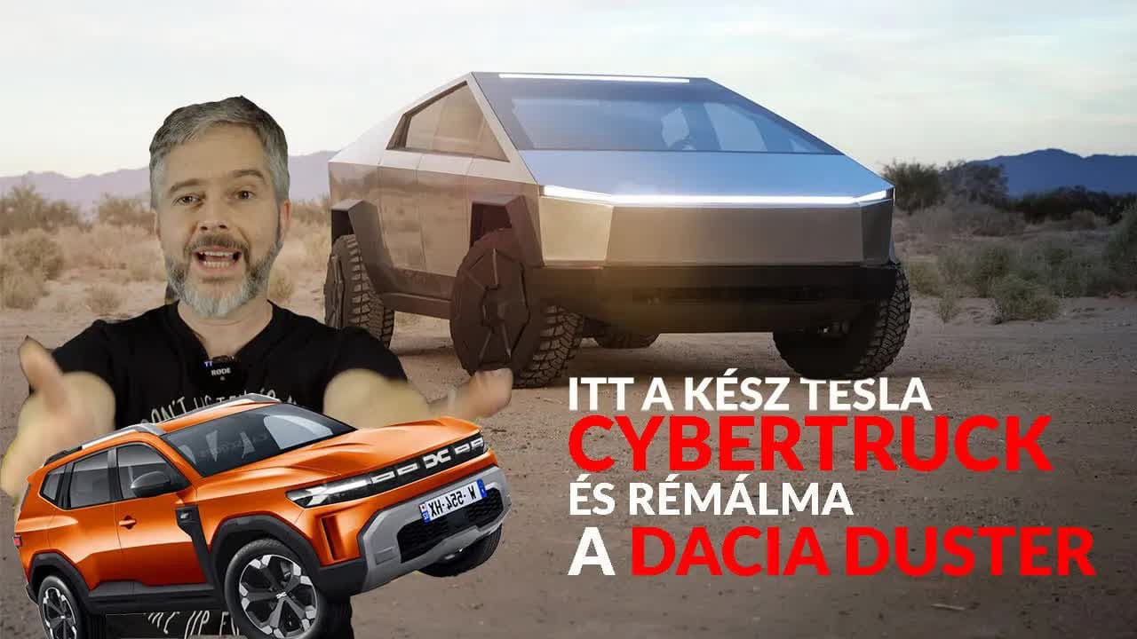 Thumbnail for Itt a kész TESLA CYBERTRUCK és rémálma, a DACIA DUSTER - TC Híradó 2023/12/04 [112.]