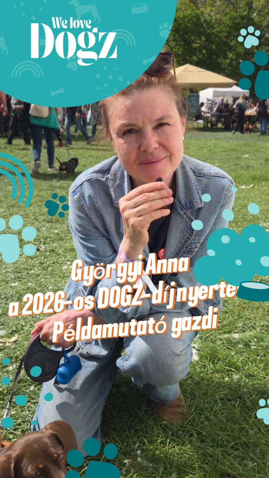 Györgyi Anna nyerte el DOGZ-díjat Példamutató gazdi kategóriában 2026-ban